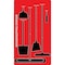 5S Supplies 5S Housekeeping Shadow Board Broom Station Version 2 - Red Board / Black Shadows  With Broom HSB-V2-RED-KIT - alternate 1